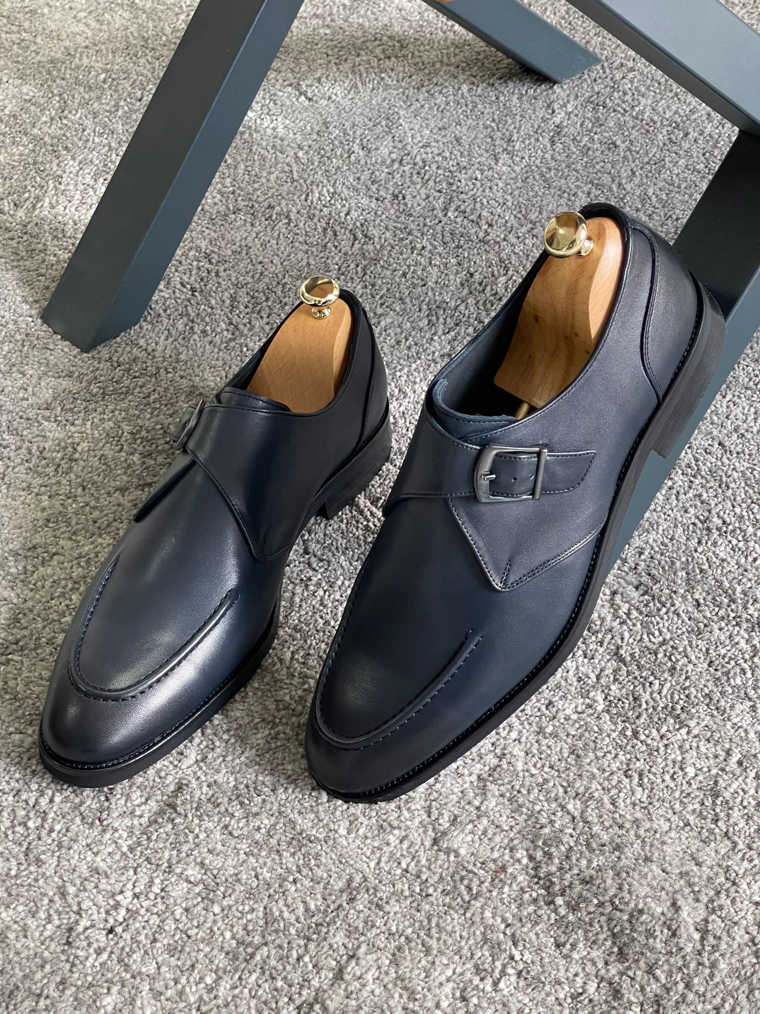 Brett Special Edition Buckled Navy Classic Leather Shoes – MCR TAILOR