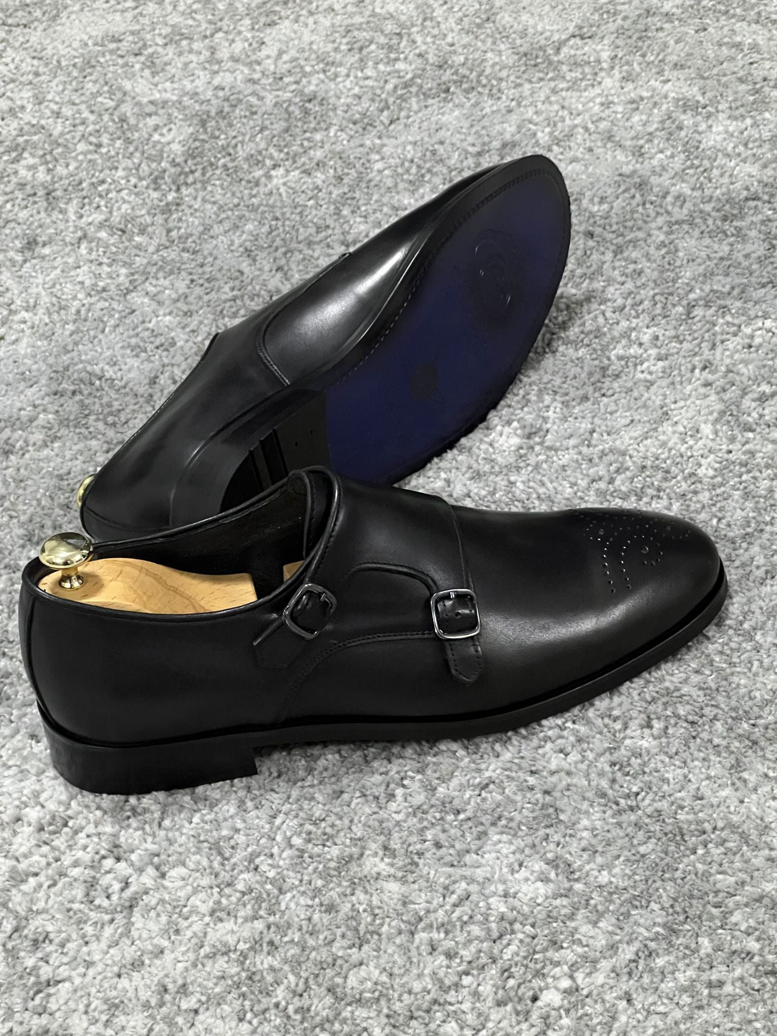 Louis Special Edition Neolite Sole Double Monk Stap Black Shoes – MCR ...