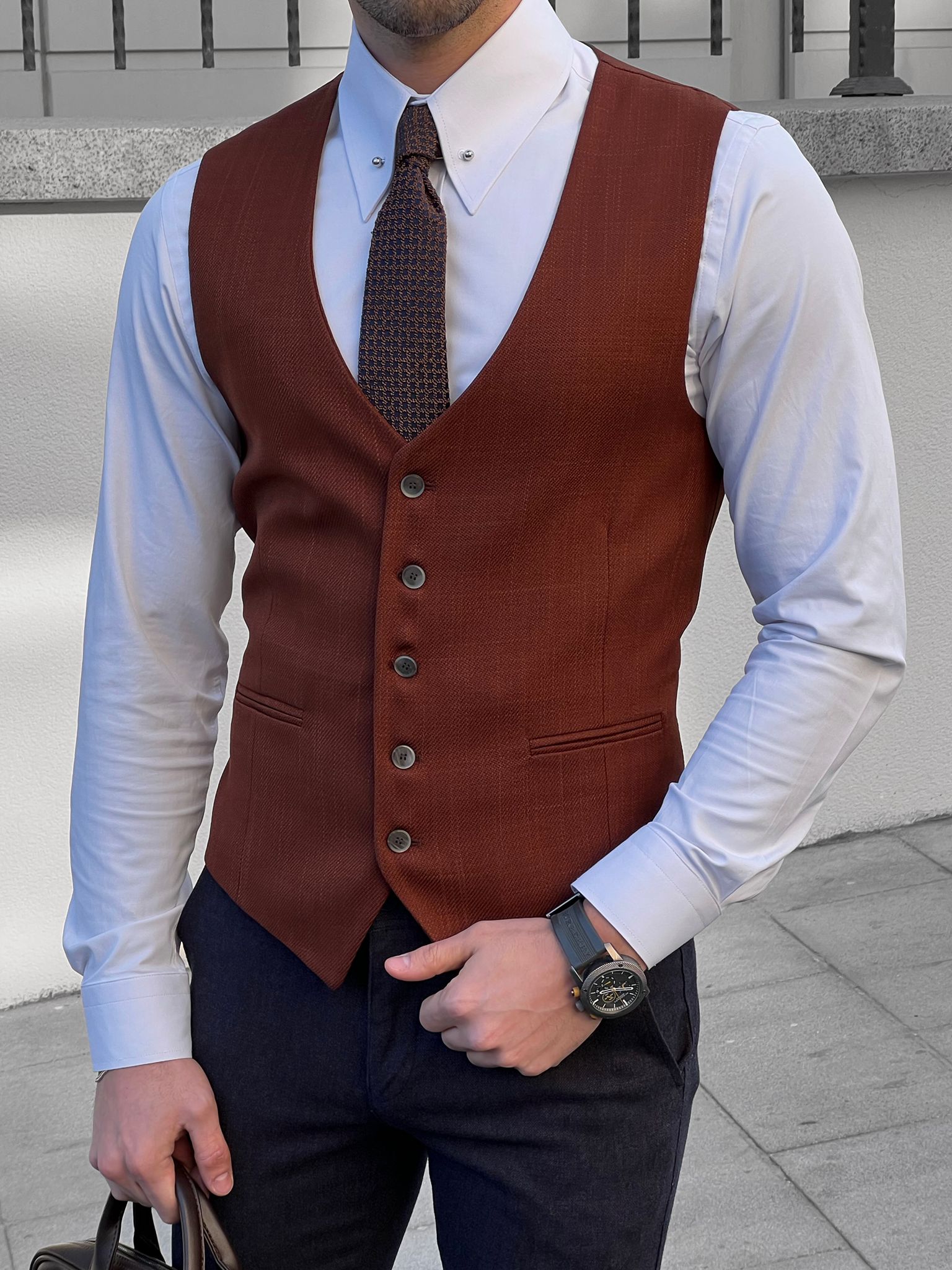 Louis Slim Fit Woolen Tile Vest – MCR TAILOR