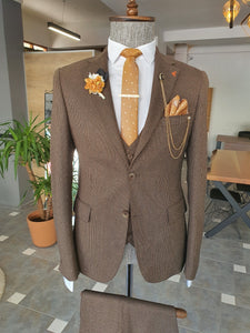 Morris Slim Fit Brown Suit