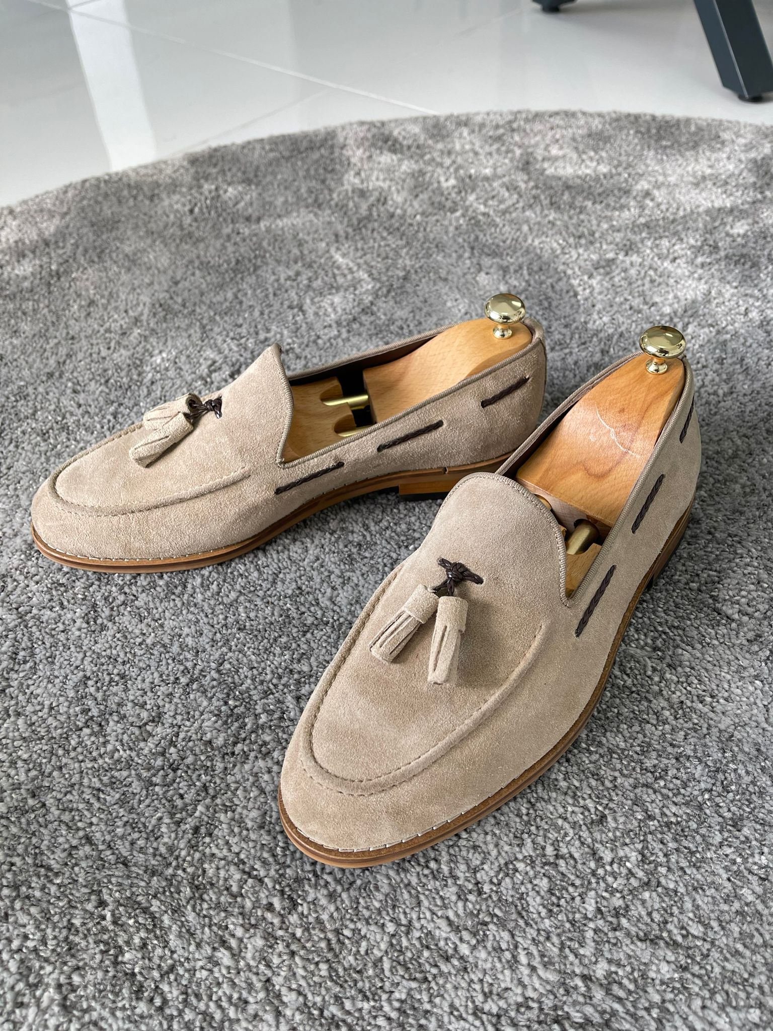 Reese Special Edition Beige Tasseled Suede Leather Shoes – MCR TAILOR