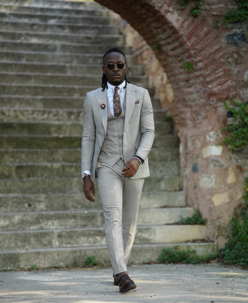 Thread Slim Fit Beige Suit – MCR TAILOR