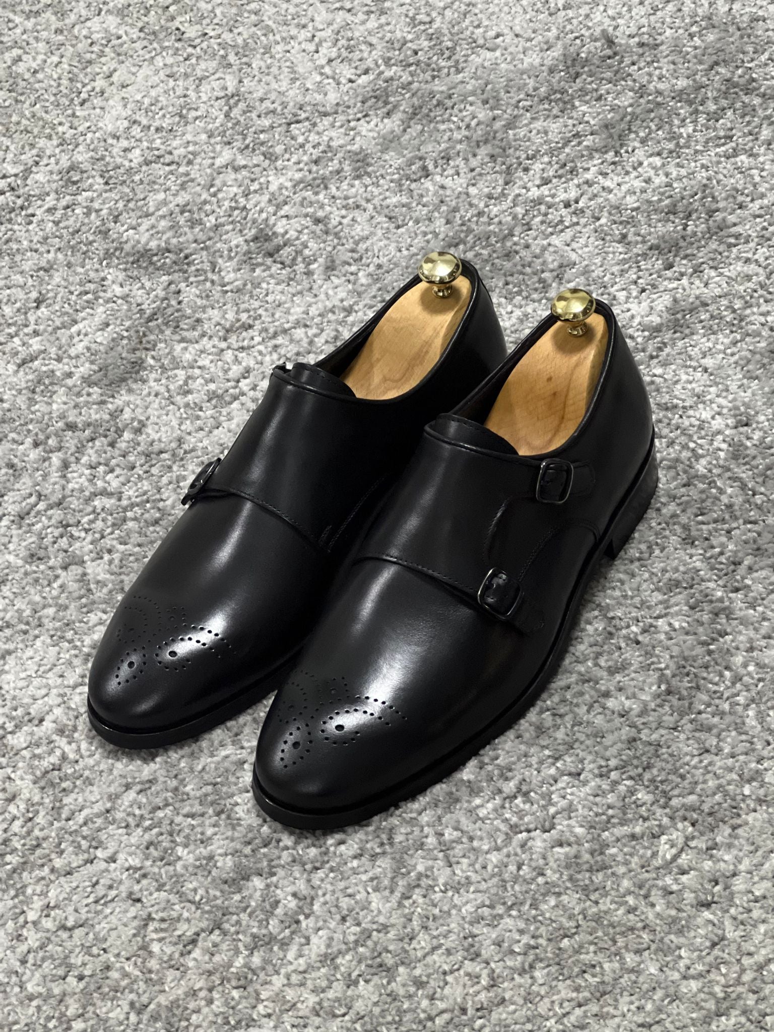 Louis Special Edition Neolite Sole Double Monk Stap Black Shoes – MCR ...