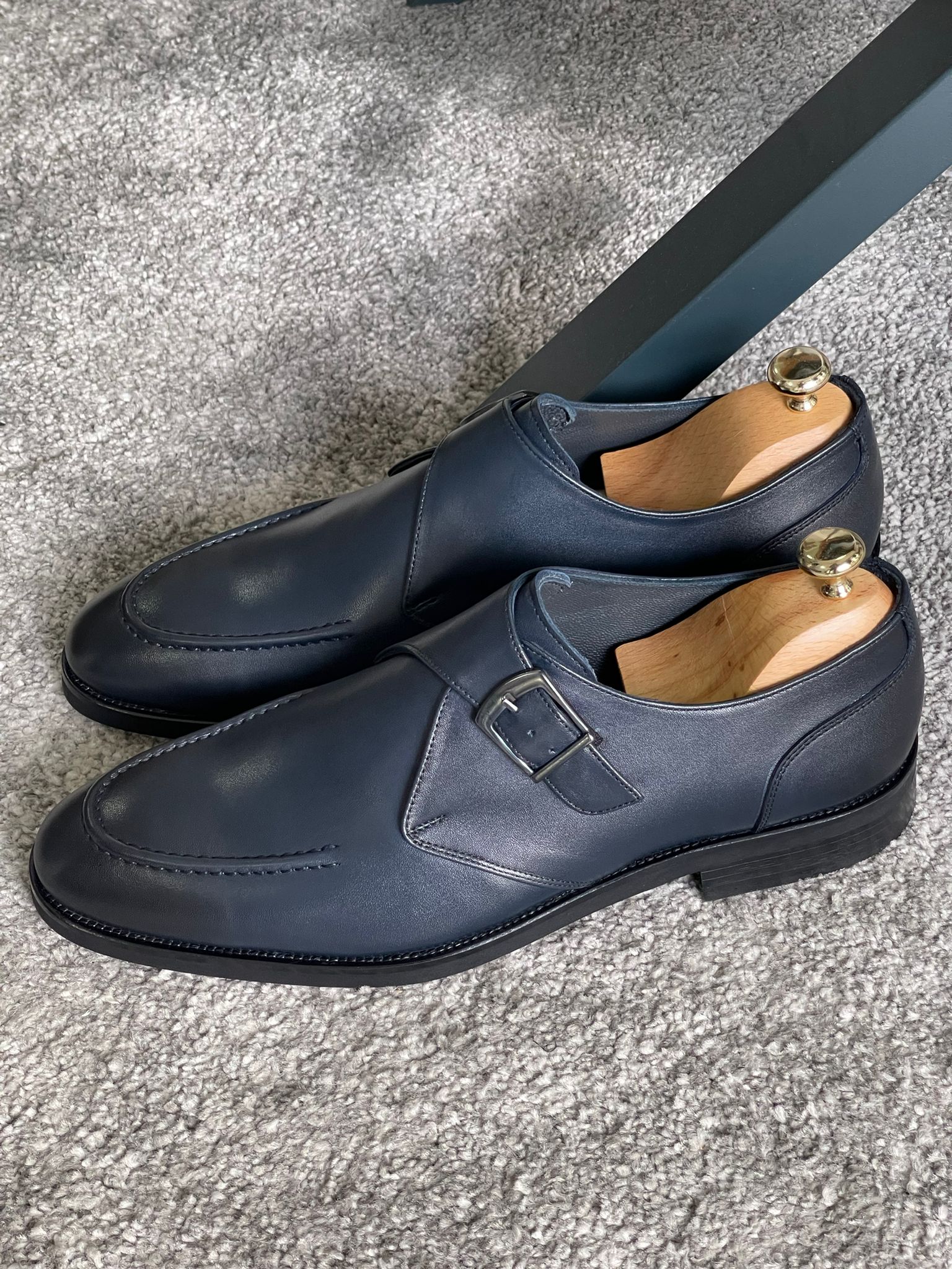 Brett Special Edition Buckled Navy Classic Leather Shoes – MCR TAILOR