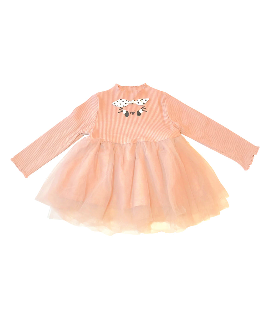 Coral Long Sleeve Toddler Tutu Dress Top