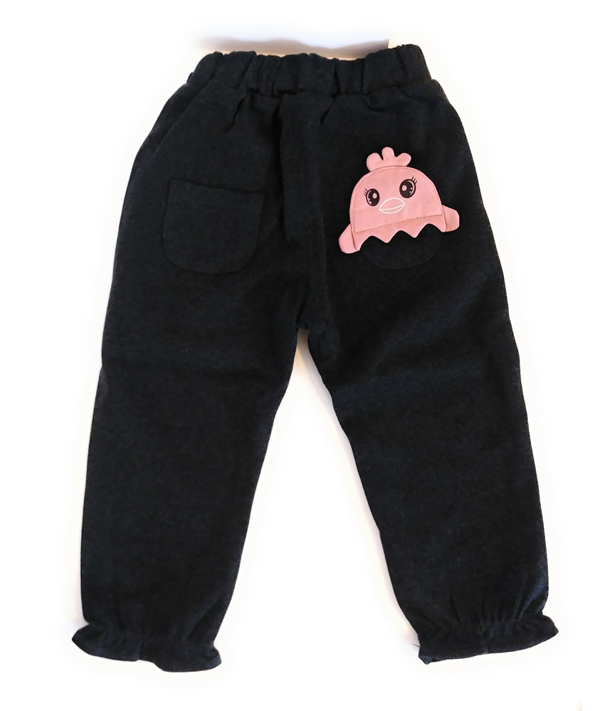 Charcoal Color Cotton Cute Toddler Penguin Pants