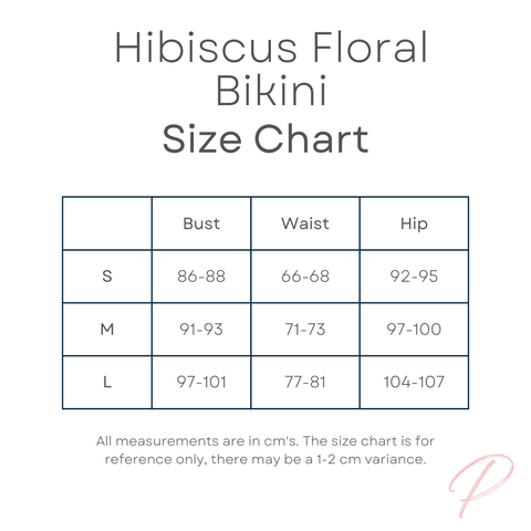 Hibiscus Floral Bikini Size Chart – Pretty Peachy Activewear