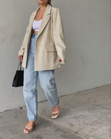 nude blazer outfit