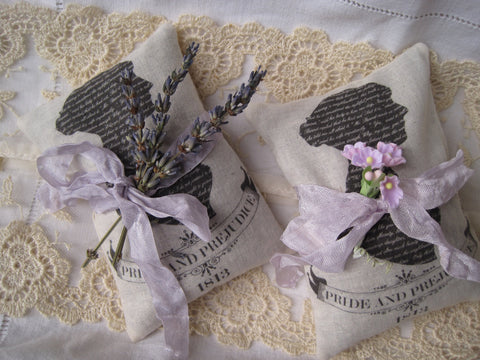 My Victorian Heart Jane Austen Pride Prejudice Emma Lavender Sachet Gift Bundle