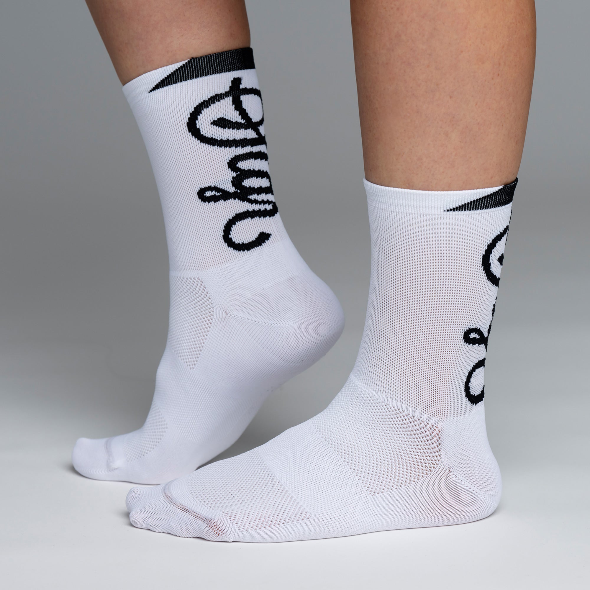 Snok - Larger Logo White Road Cycling Socks for Women - Pack of 2 pairs