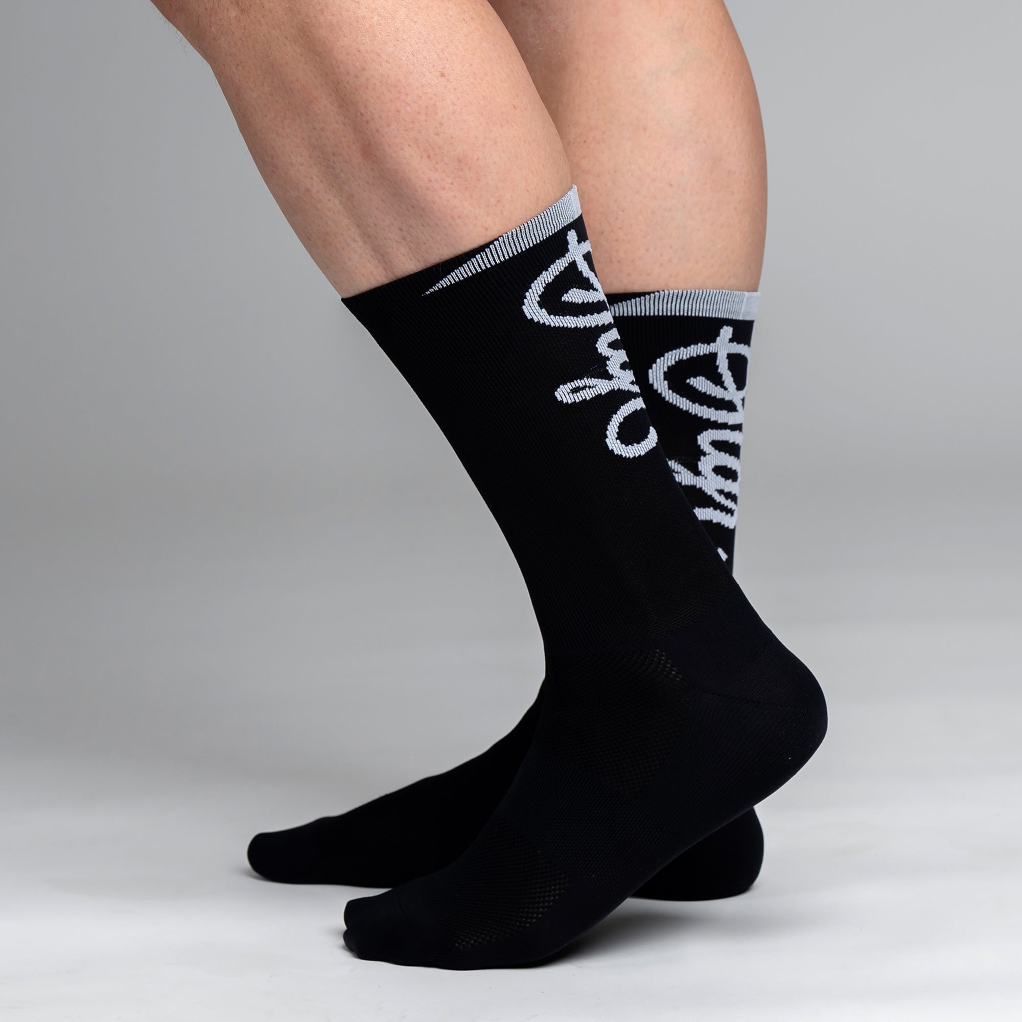 Snok - Larger Logo Black Road Cycling Socks for Men - Pack of 2 pairs