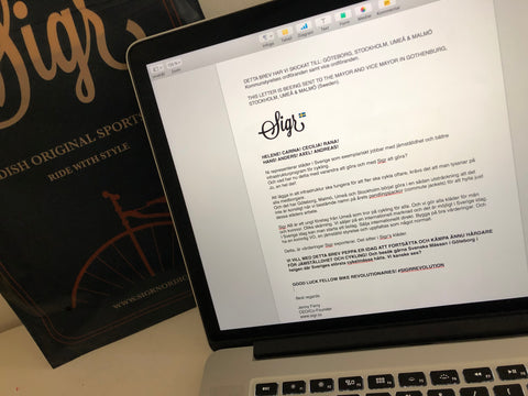 Letter to Göteborg Malmö Umeå Stockholm about cycling and equality from Sigr 