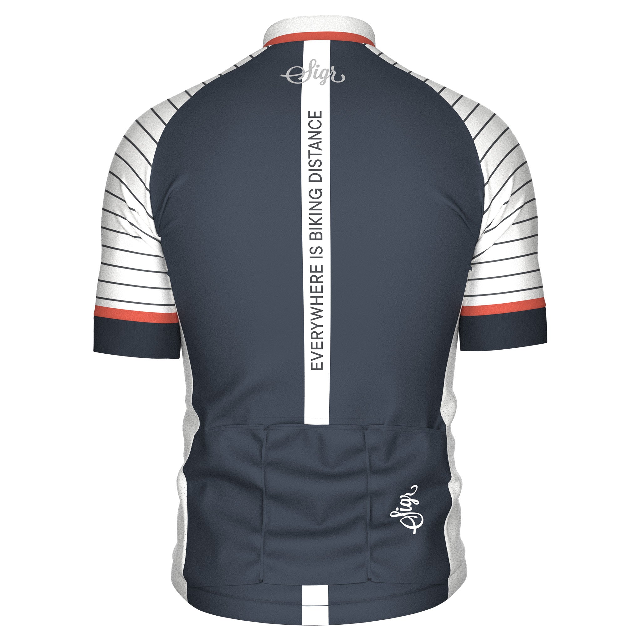 White Horizon with Back Slogan - Road Cycling Jersey for Men