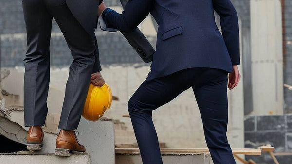 Deux hommes en costume sur un chantier (photo d'illustration)