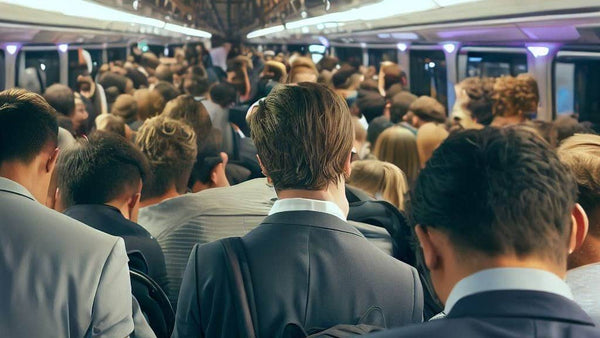 Hommes en costume dans un métro (photo d'illustration)