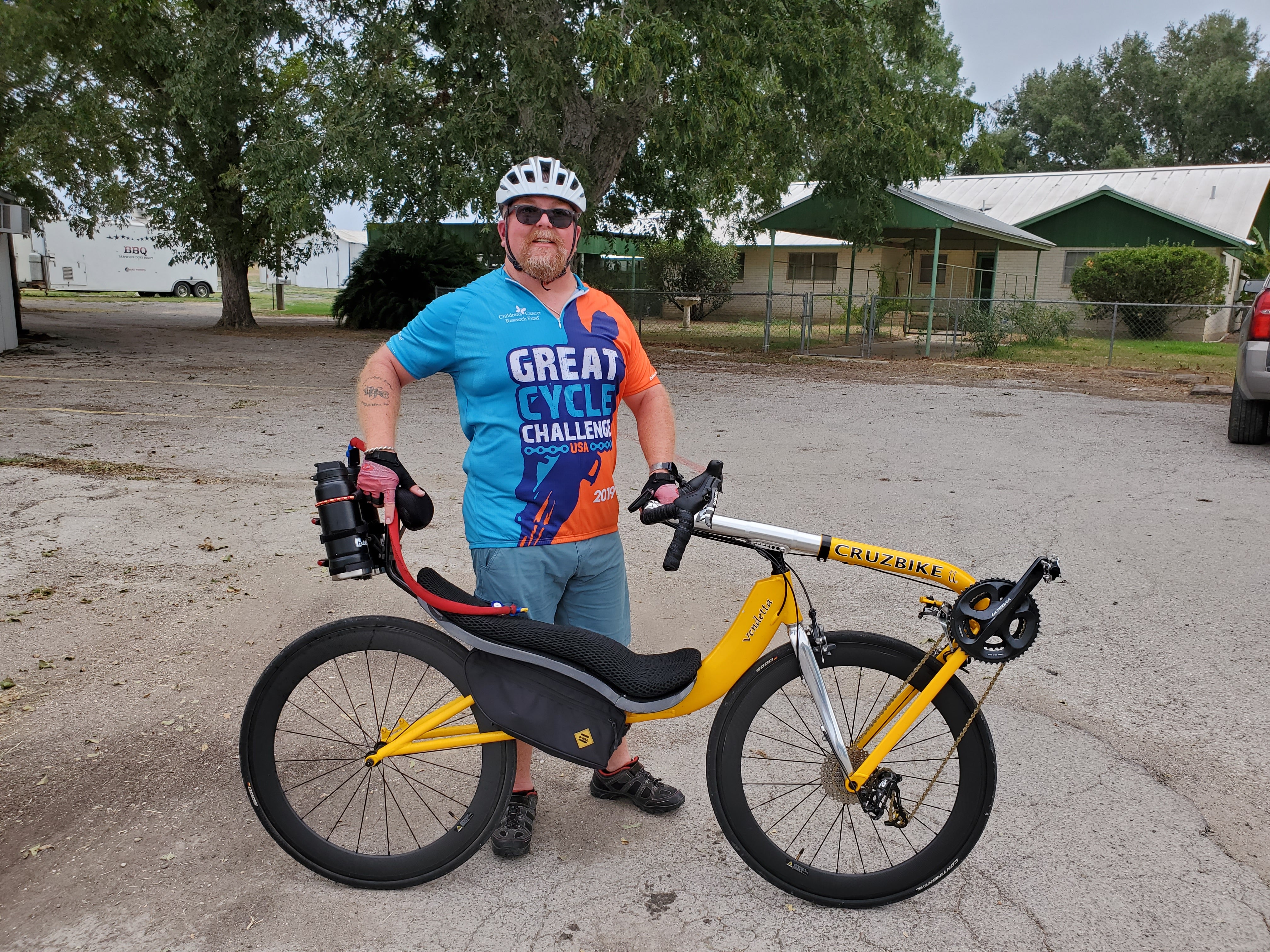 Rudy and his Cruzbike Vendetta fastest recumbent road bike