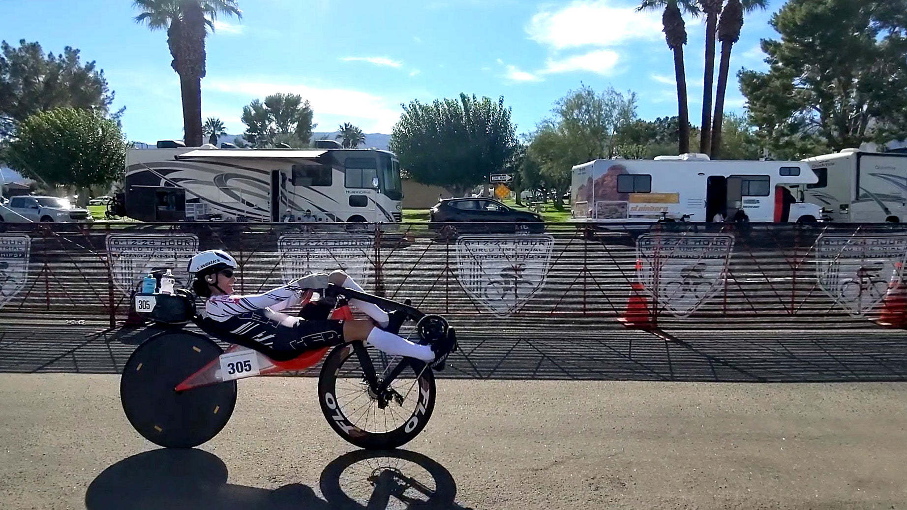 Maria Parker races the fastest recumbent road bike in Borrego Springs, CA