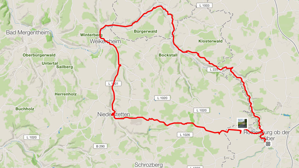 Screenshot of route for Jim and Maria's second day of cycling in Bavaria