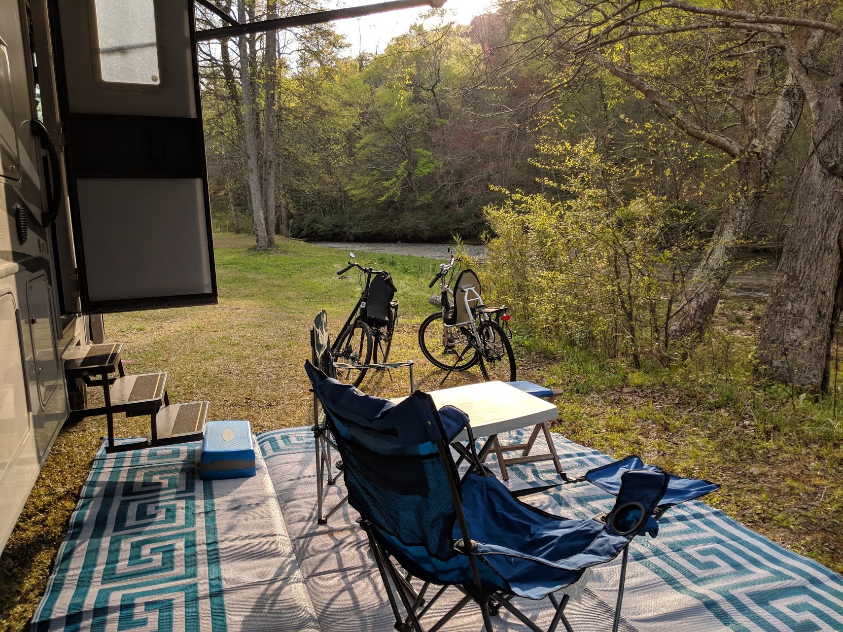 Chief Ladiga Trail Campground with recumbent road bikes.