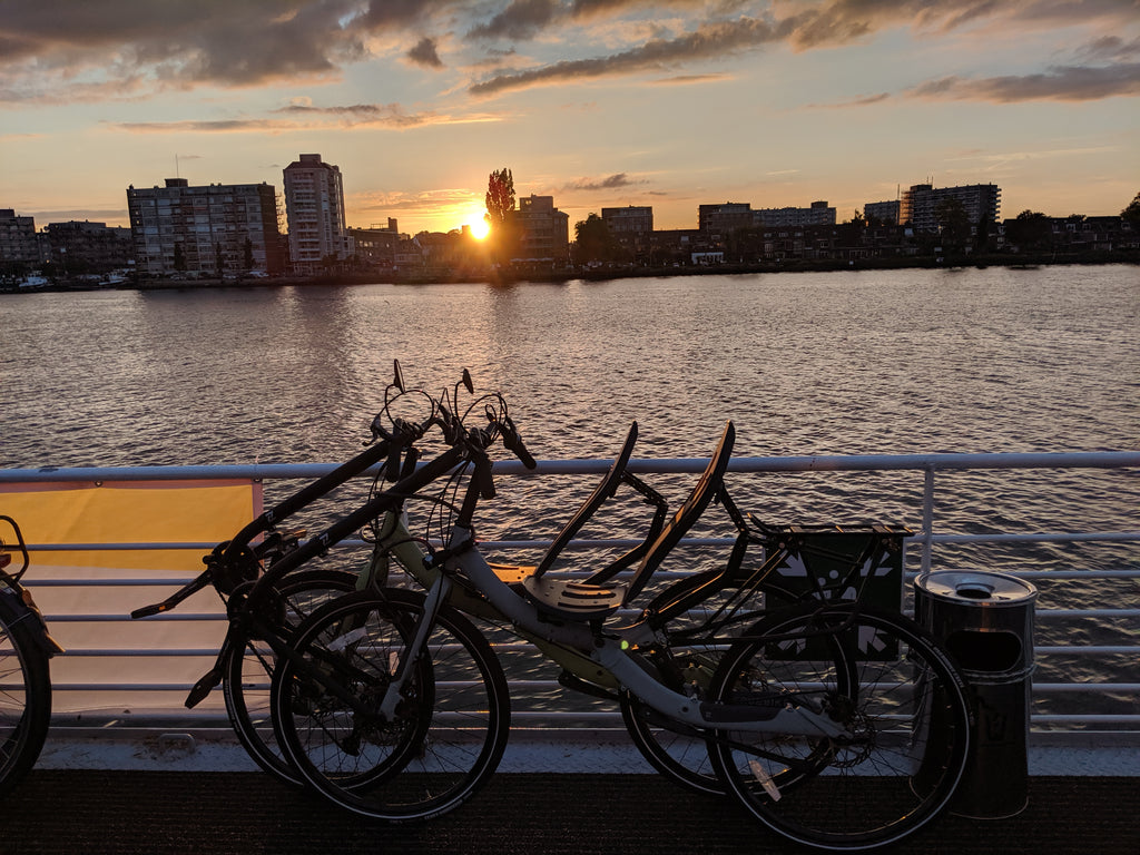 Cycling by barge in Holland on Cruzbike Q45 touring bicycles