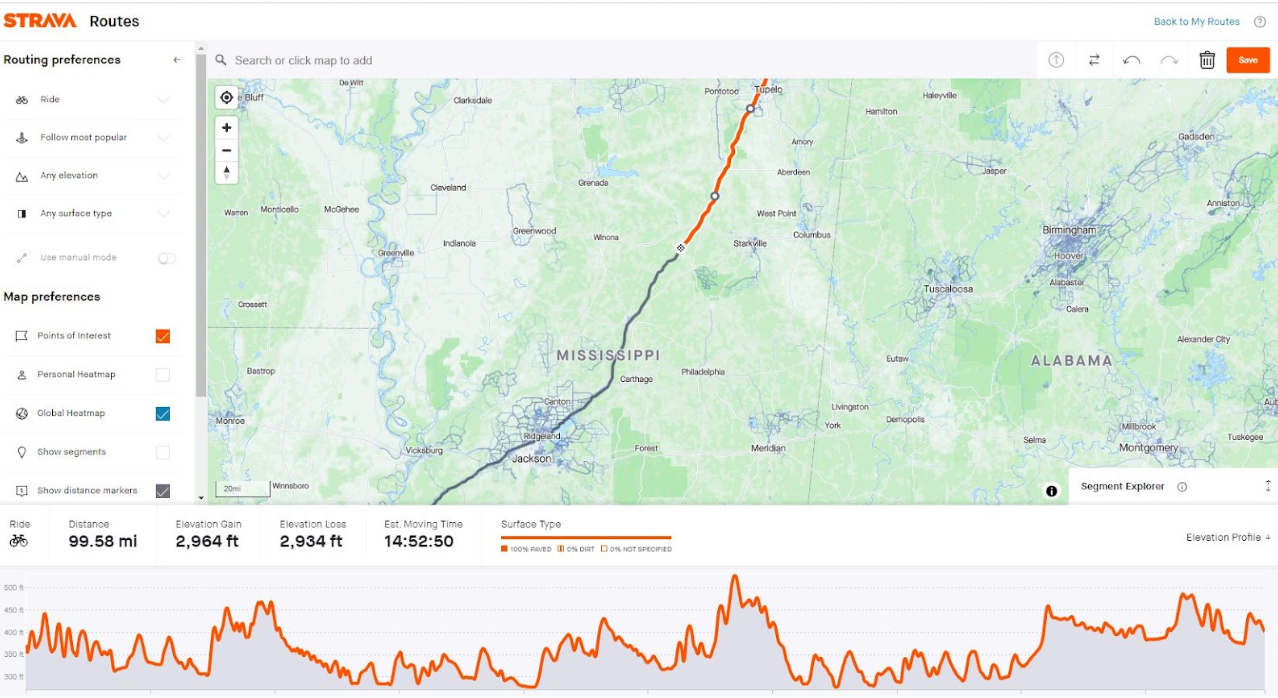 Natchez Trace 444 Strava Segment