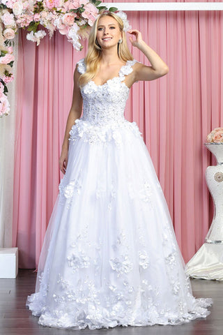 Layla K LK157B Floral Corset Wedding Gown White