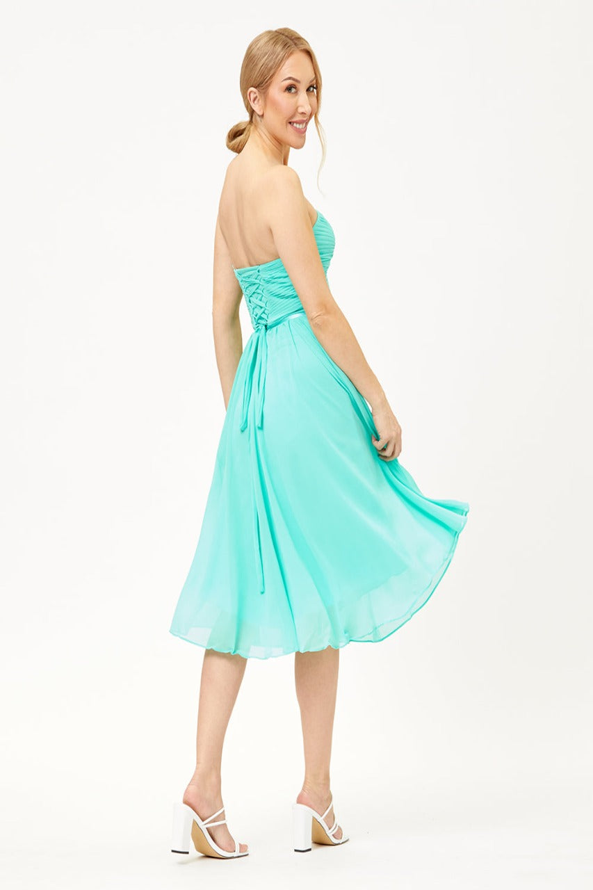 May Queen MQ1161 Ruched Twist Front A Line Lace Up Back Cocktail Dress