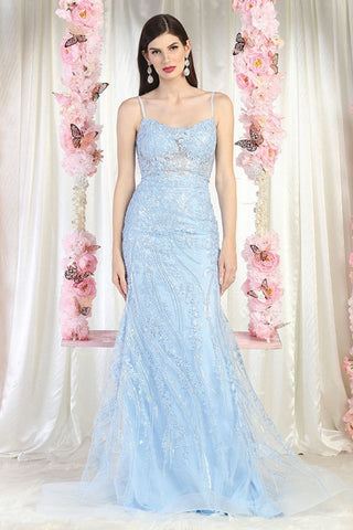 Royal Queen RQ7984 V-Neck Corset Satin A-line Gown