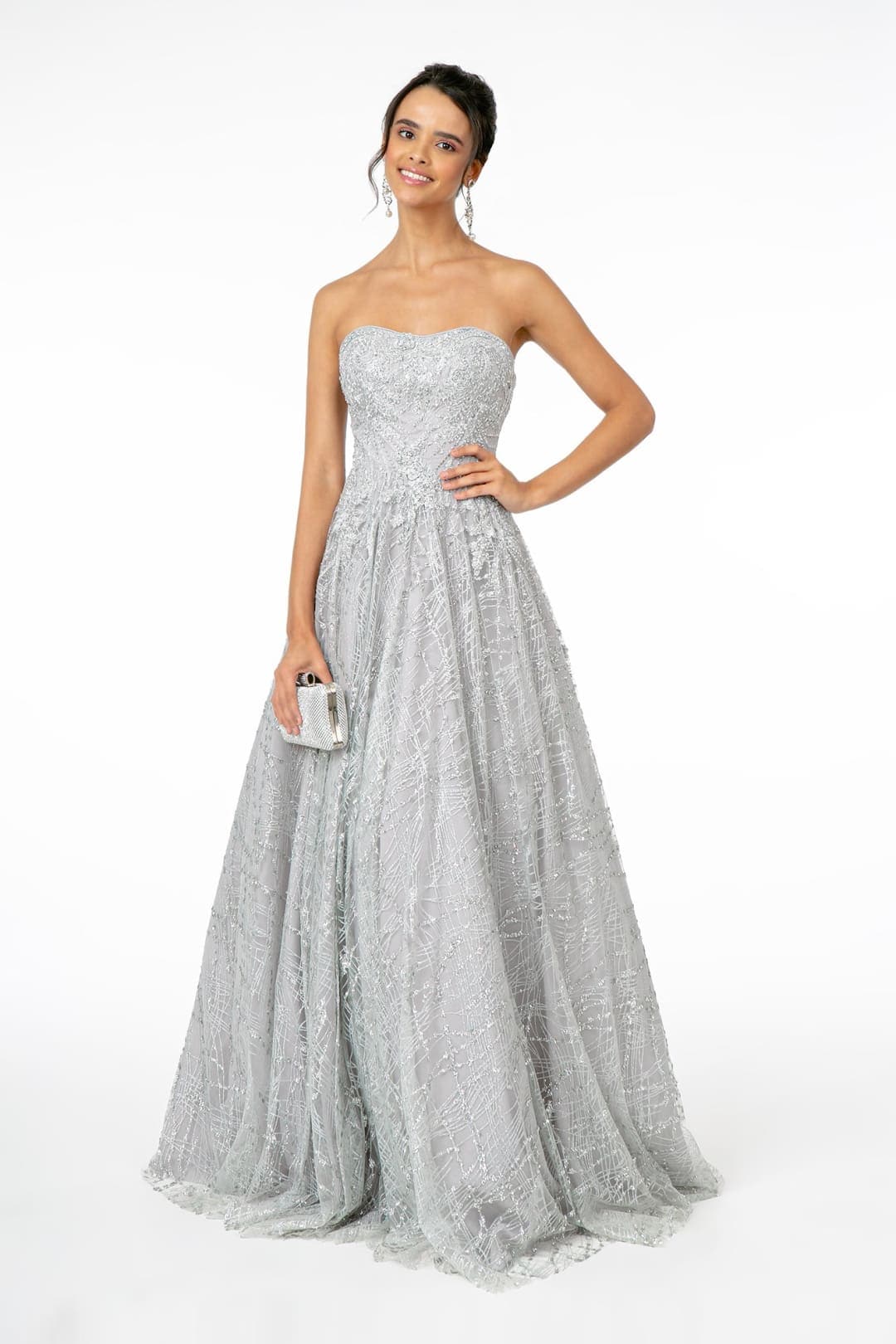 Elizabeth K GL2921  Mesh A-Line Pageant Gown