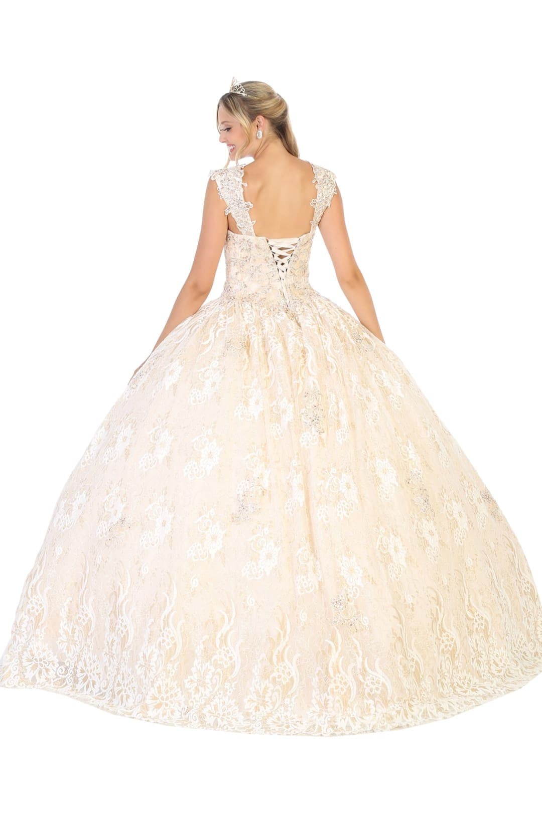 Layla K LK131 Embellished Ivory and Gold Wedding Ball Gown