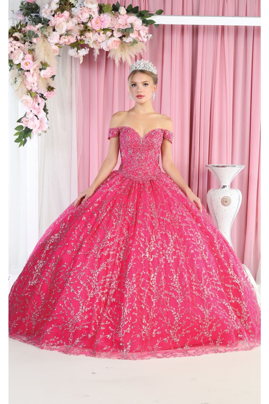 Layla K LK183 Off Shoulder Corset Quinceanera Glitter Ball Gown