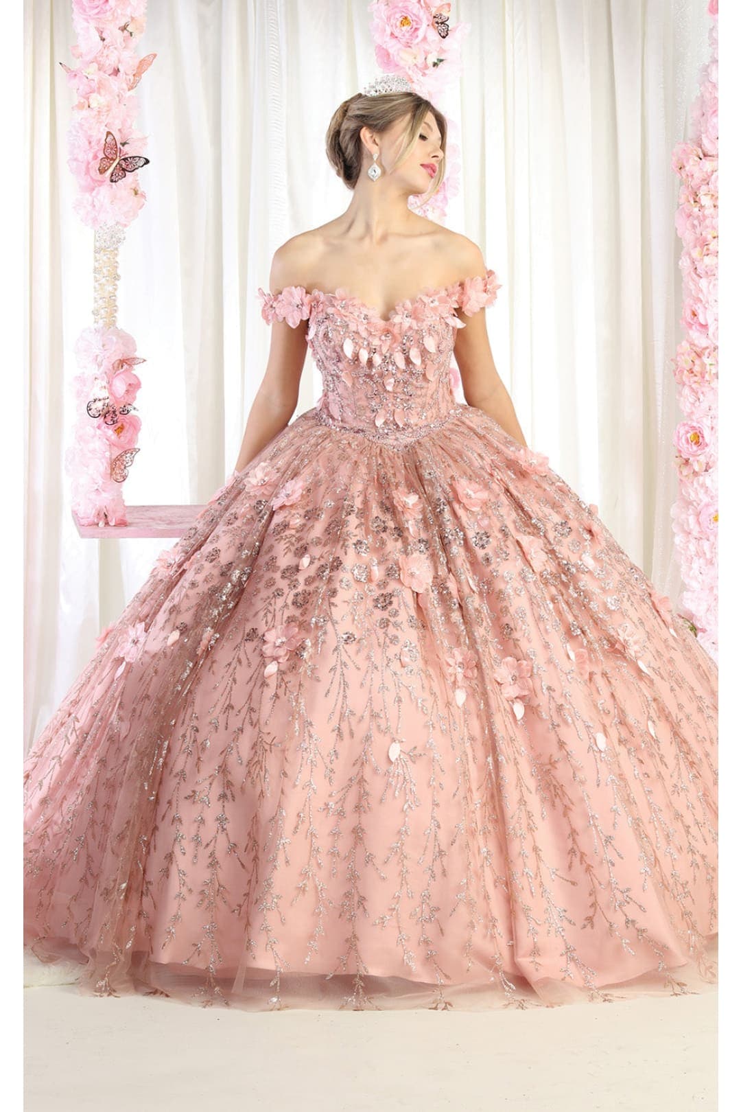 Layla K LK192 Floral Off The Shoulder Ball Gown