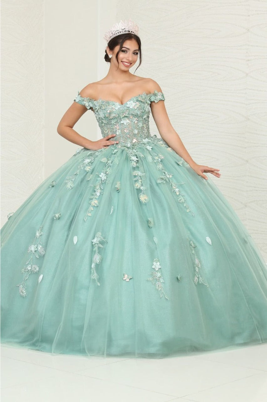 Layla K LK240 Sheer Corset Appliqued Sweet 16 Ball Gown