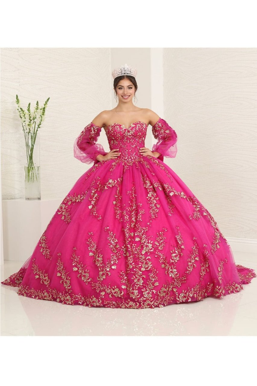 Layla K LK251 Sweetheart Embroidered Cape Quinceanera Gown