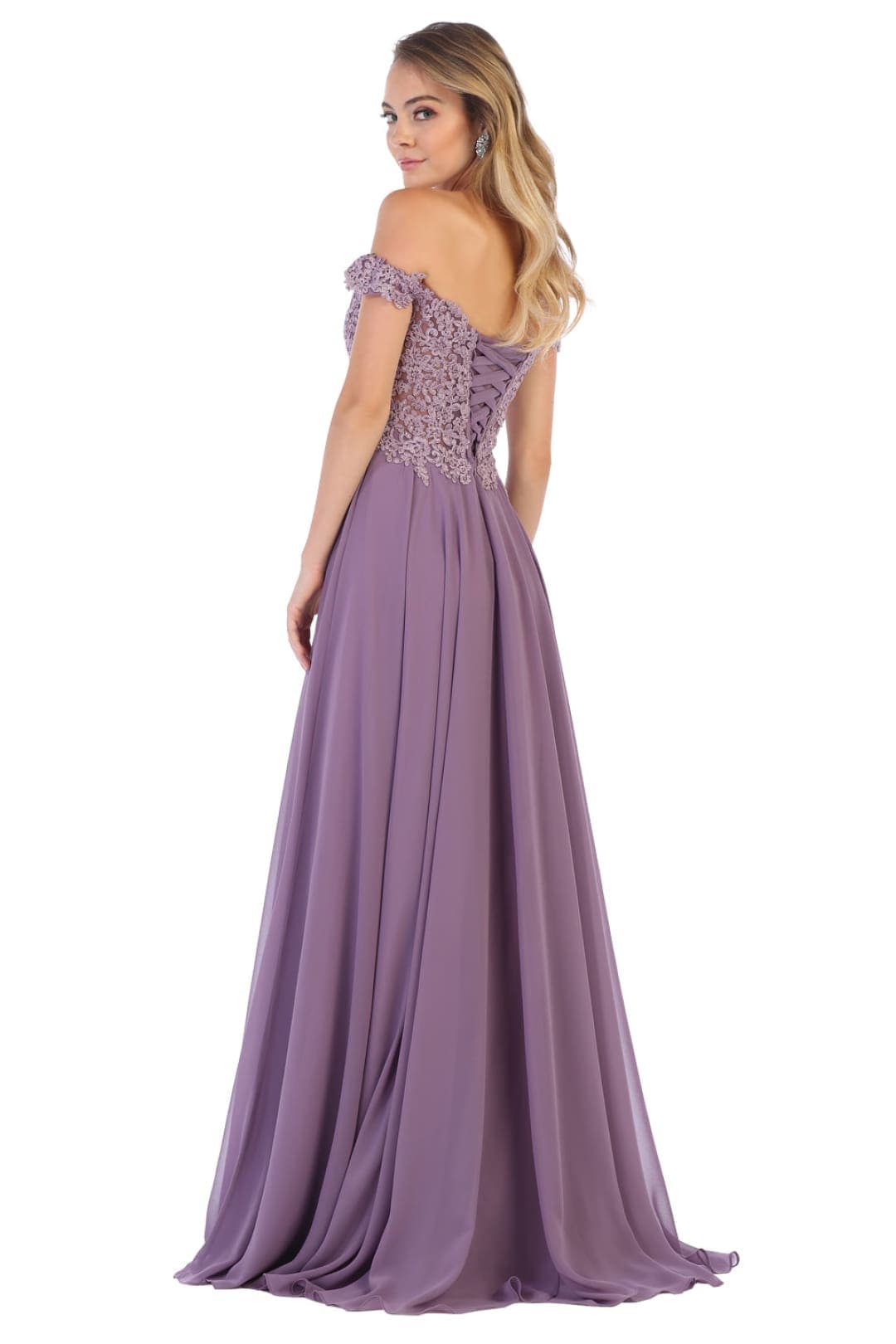 May Queen MQ1602 Long Off The Shoulder Evening Dress