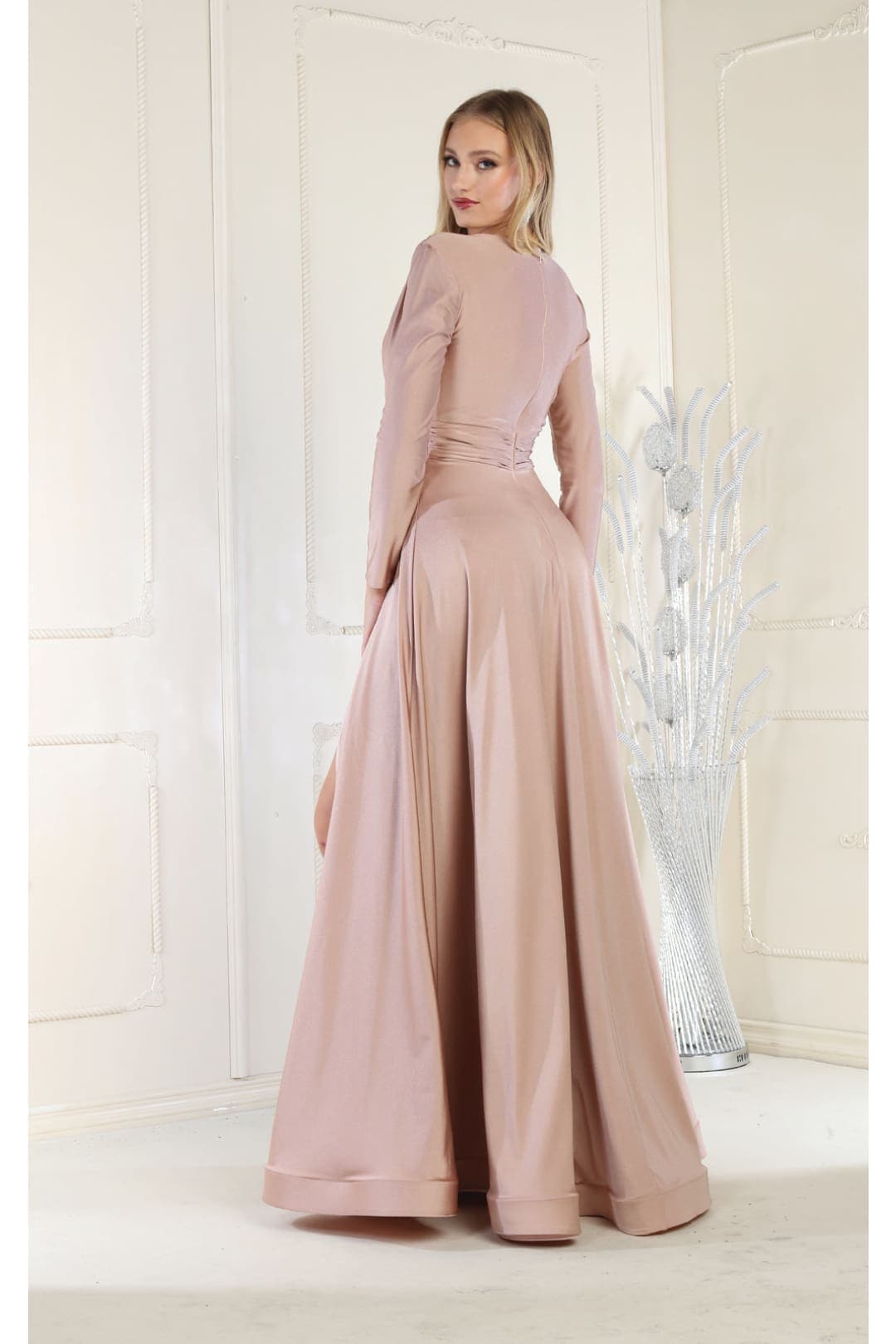 May Queen MQ1835 Long V Neck Formal Evening Dress