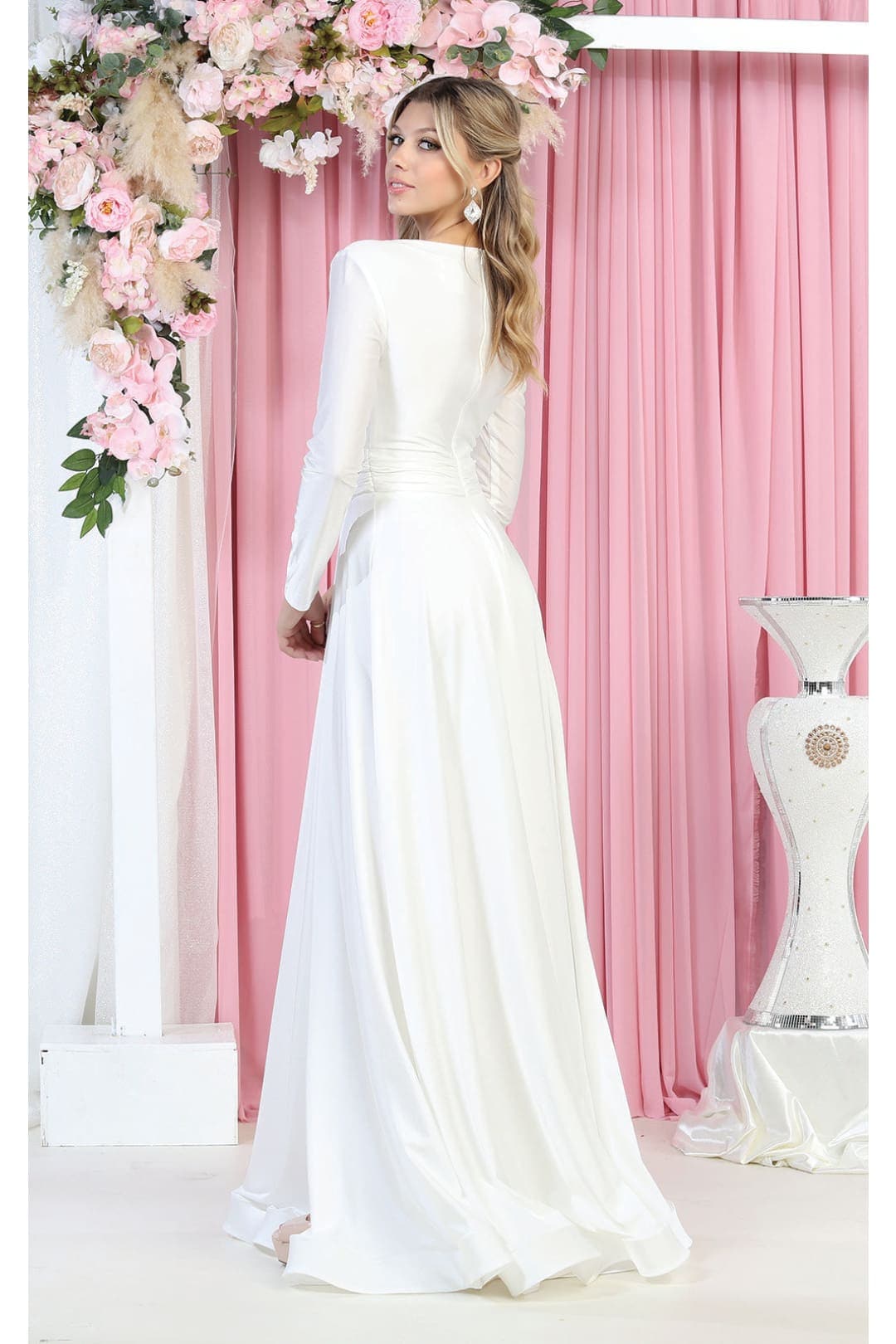 May Queen MQ1835 Stretchy Long Sleeve Ivory Wedding Gown