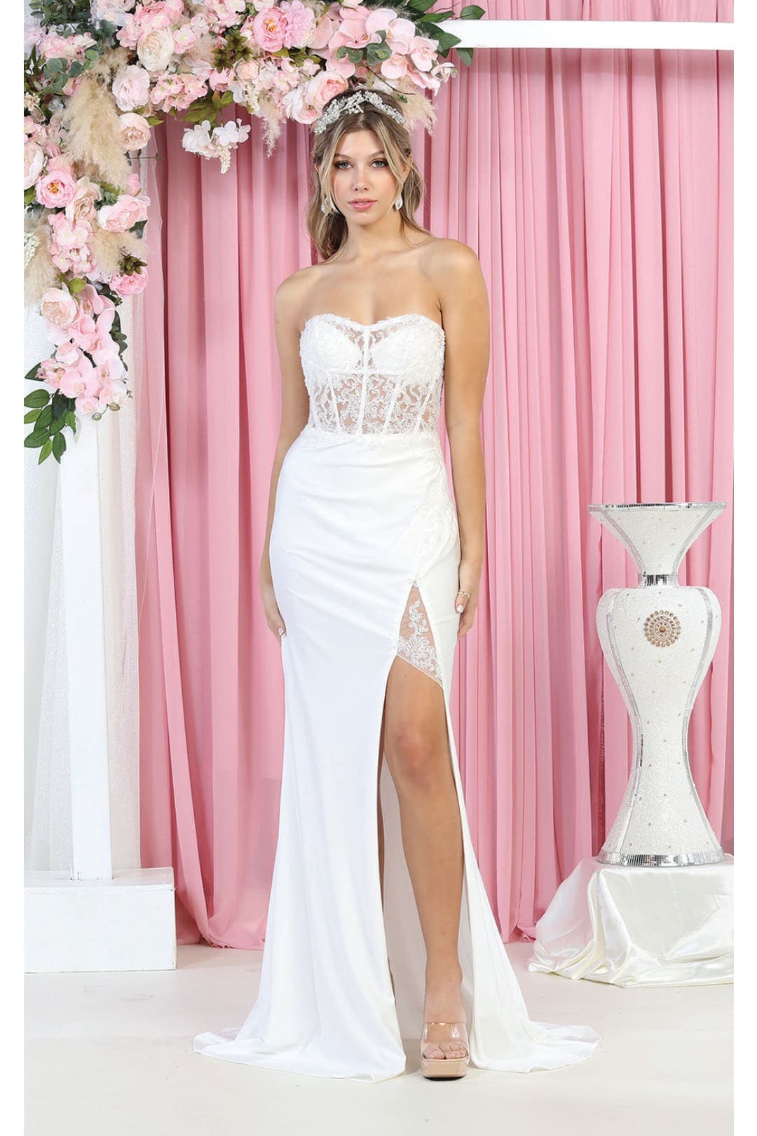 May Queen MQ1887B Sexy Strapless Simple Bridal Gown Ivory