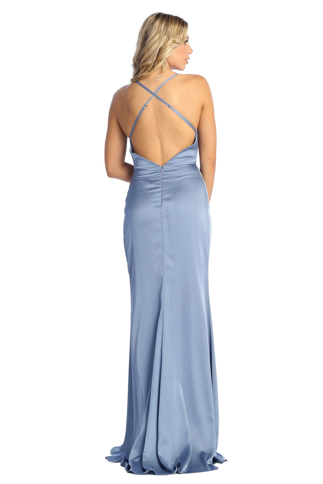 May Queen MQ1899 Satin Long Sexy Open Back Prom Dress