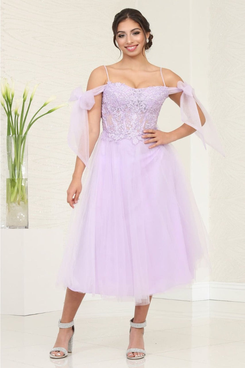 May Queen MQ2089 Semi-Sweetheart Tea Length Party Dress