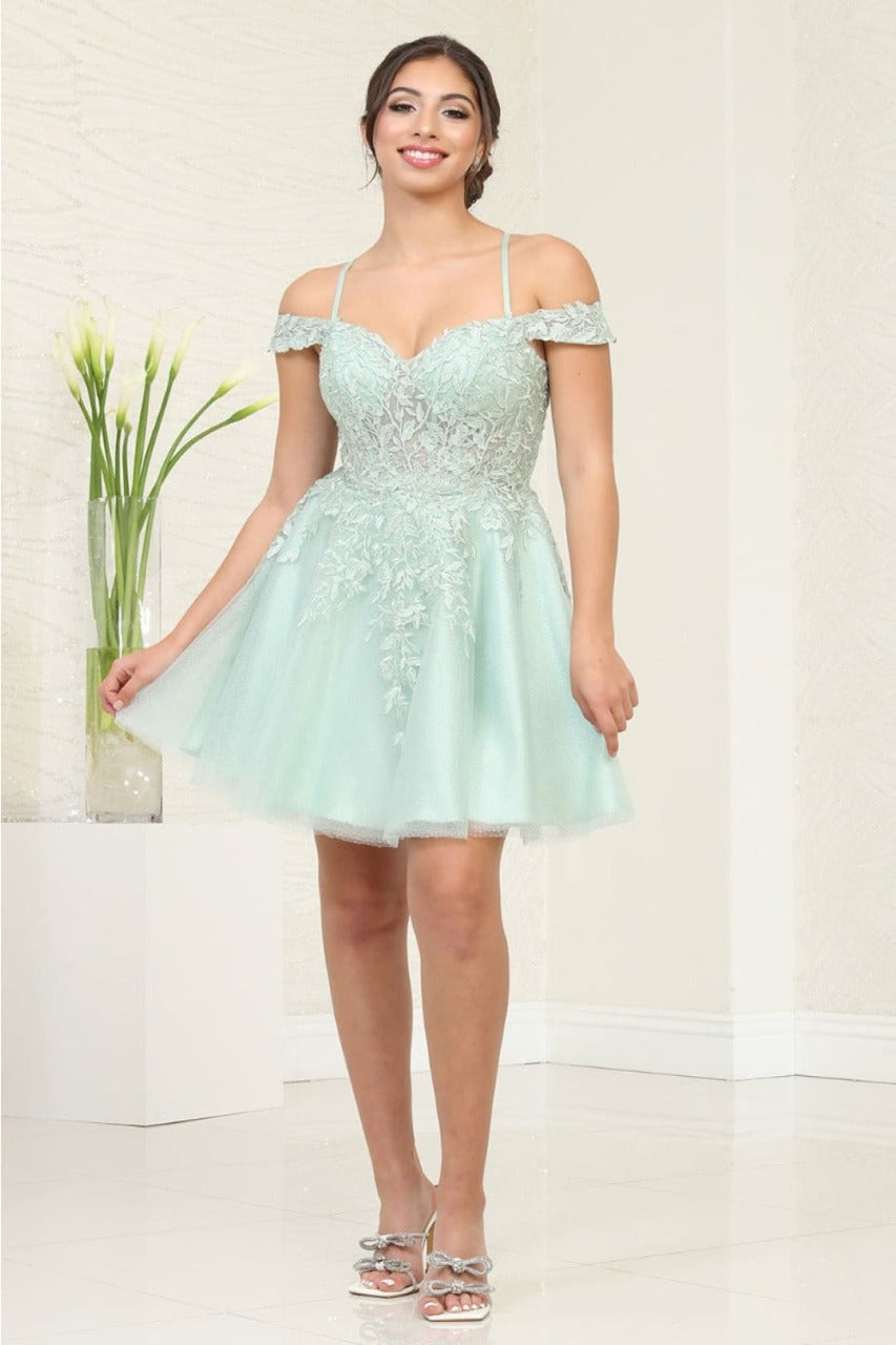 May Queen MQ2099 Cold-Shoulder Cocktail Short Dress