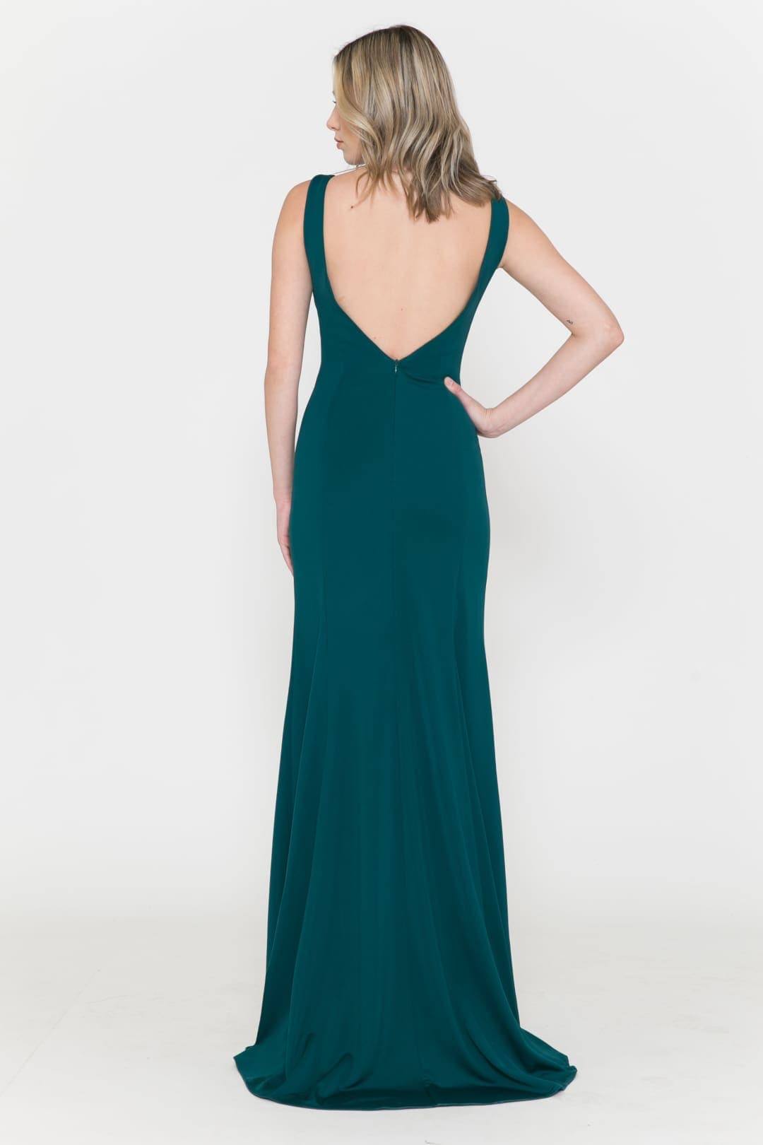 Poly USA 8168 Sleeveless Simple C-Thru Sides Long Bridesmaids Dresses