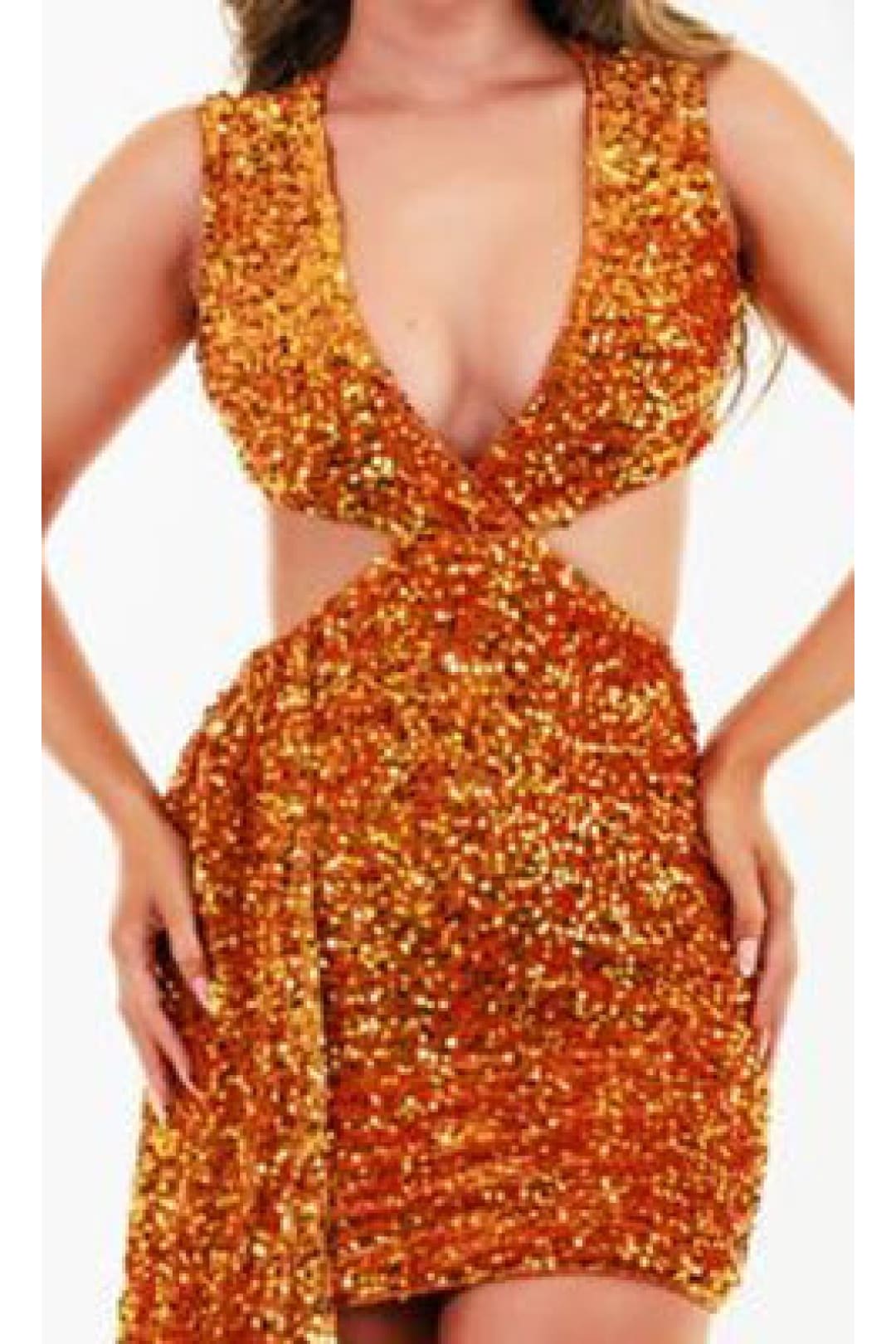 Portia and Scarlett PS106X Sexy Cut Out Orange Short Hoco Party Dress