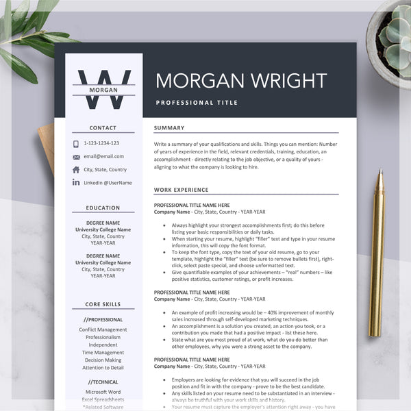 Make a classic professional resume template design for teaching