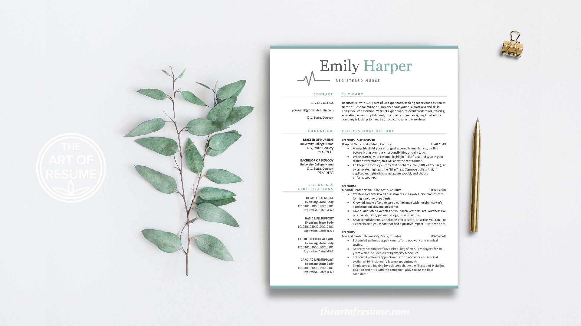 The Art of Resume | Resume Template Design with Floral Decor