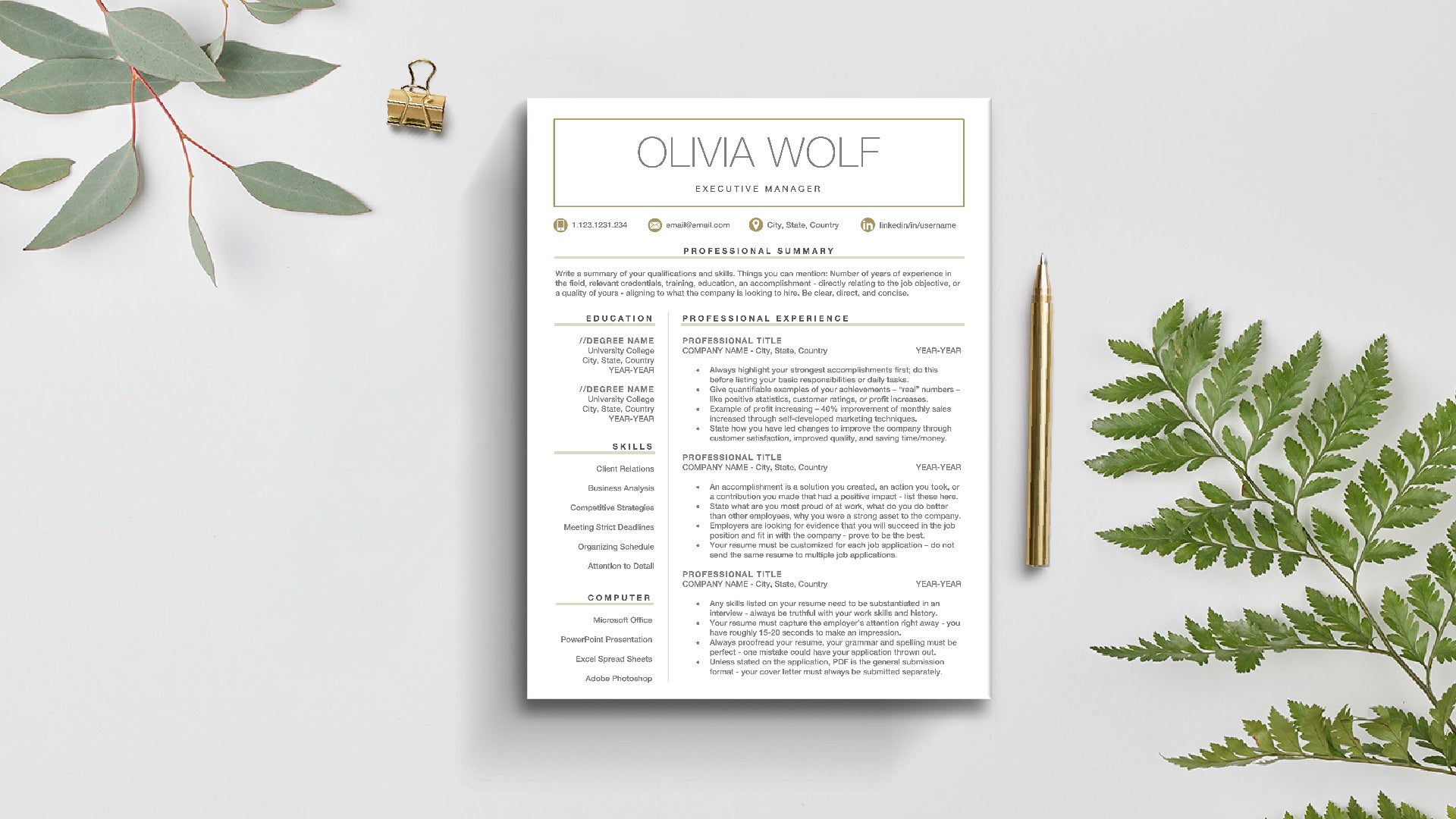The Art of Resume |  Professional Executive Resume Template Designs