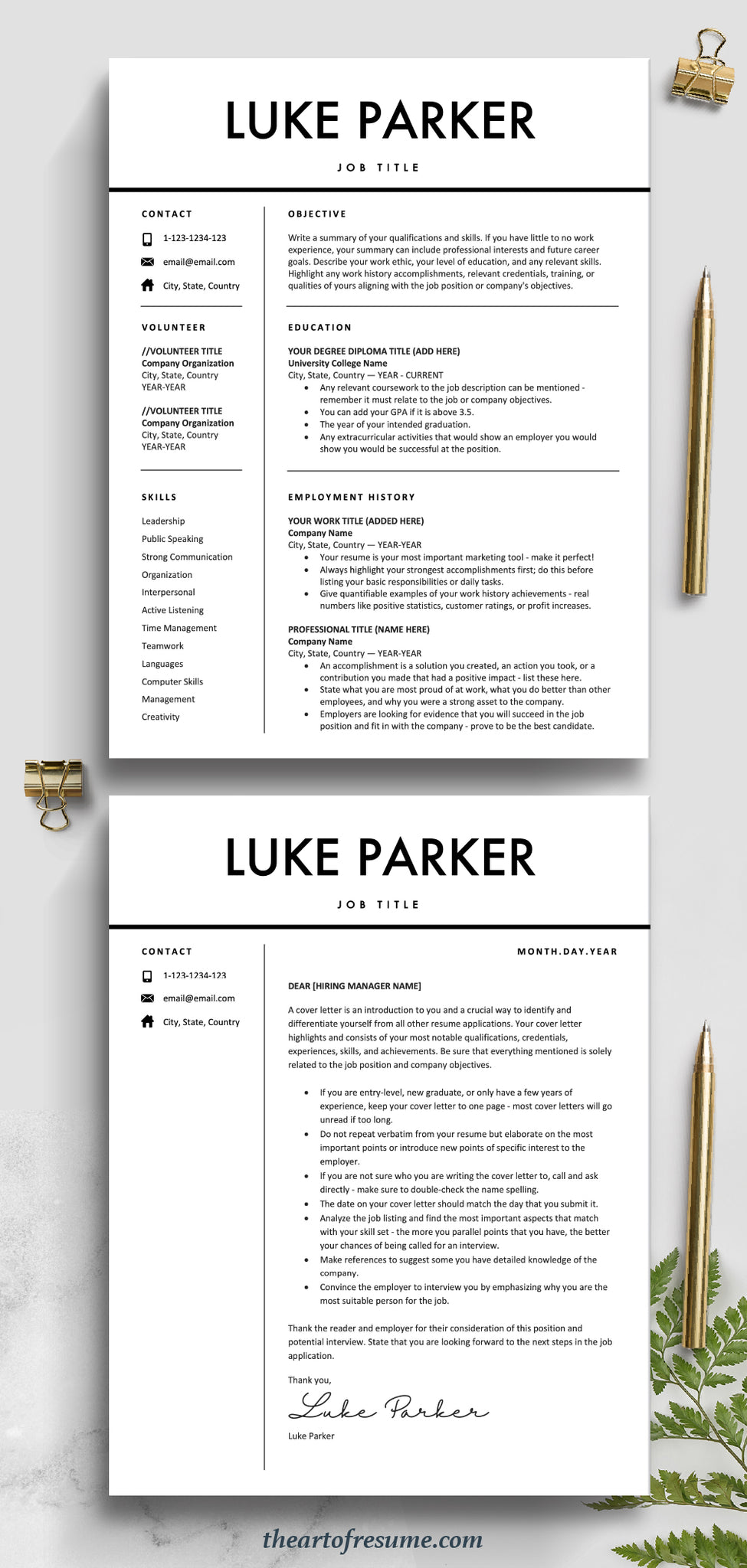 The Art of Resume | Professional Student Resume Template Design
