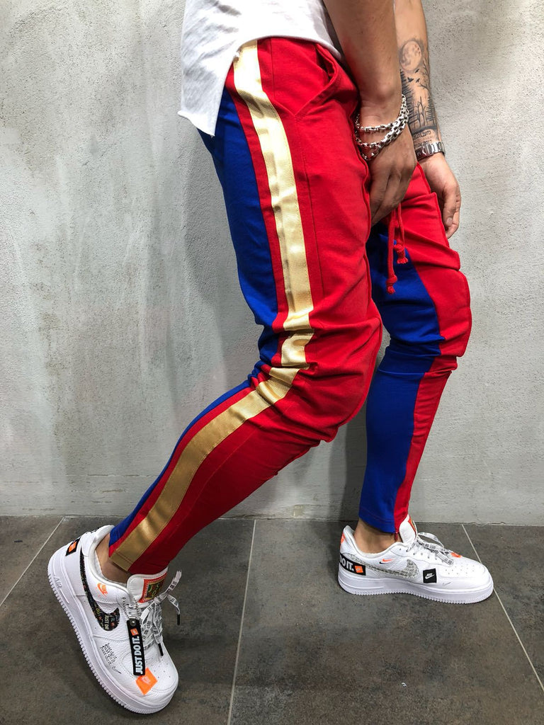 hem zipper colorblock track pants