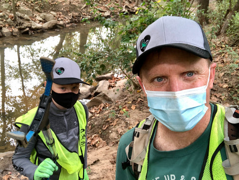 Will and Todd on the trail during a Patapsco clean up