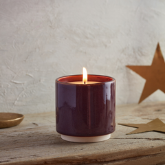 Lit Inspiritus Winter's Eve purple candle pot